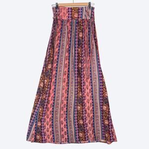 Earthbound Trading Company Boho Stripe Print Maxi Skirt Women's M Smock Festival